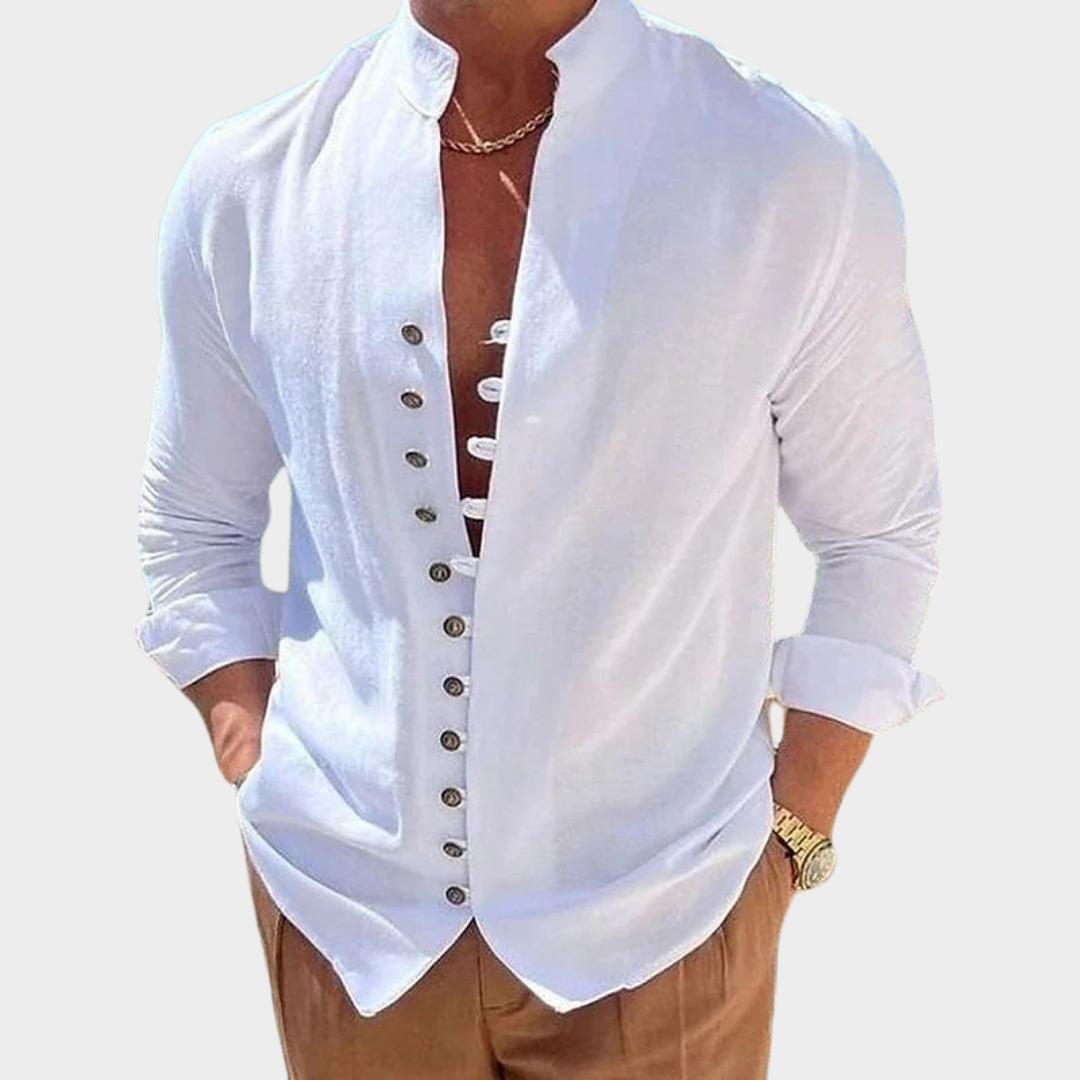 Men’s Casual Long Sleeve Shirt – Button-Up – Relaxed Fit – Solid Colour – Soft Fabric – Multiple Colours