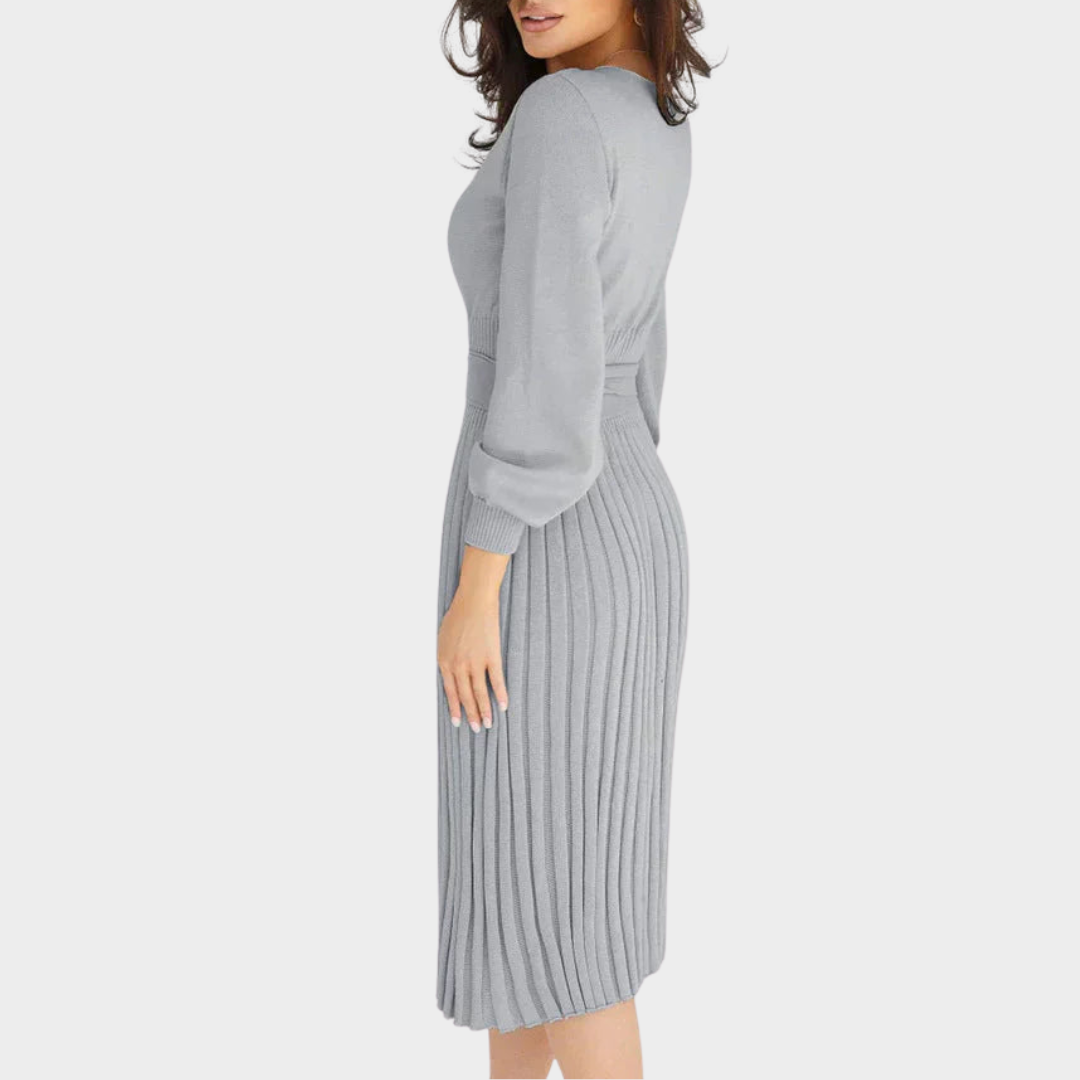 Women's Knitted Midi Dress – Long Sleeve Slim Fit Pullover – Multiple Colours