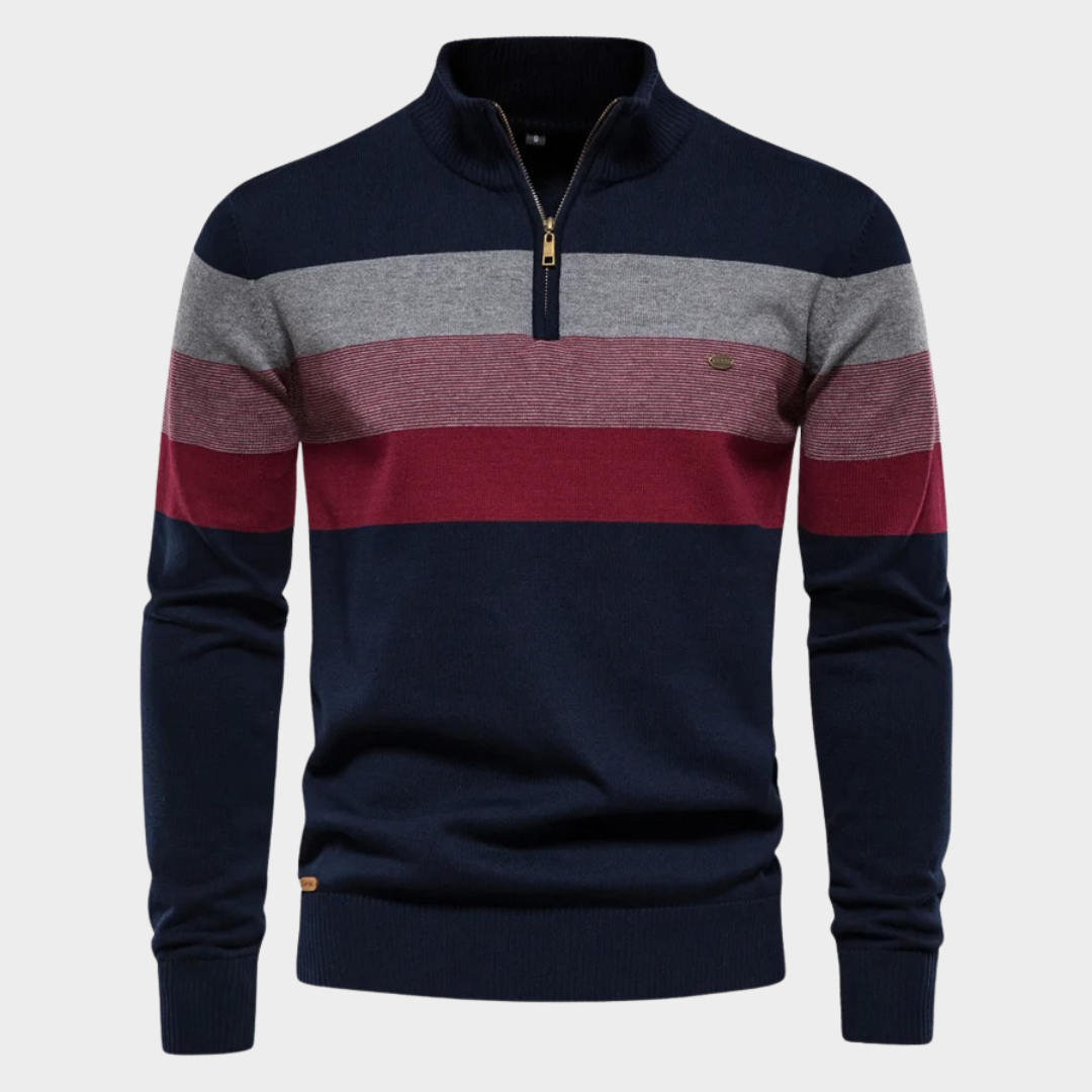 Men's Cotton Sweater – Mock Neck – Quarter Zip Pullover – Warm & Stylish – Casual Stand Collar Knitwear – Multiple Colours