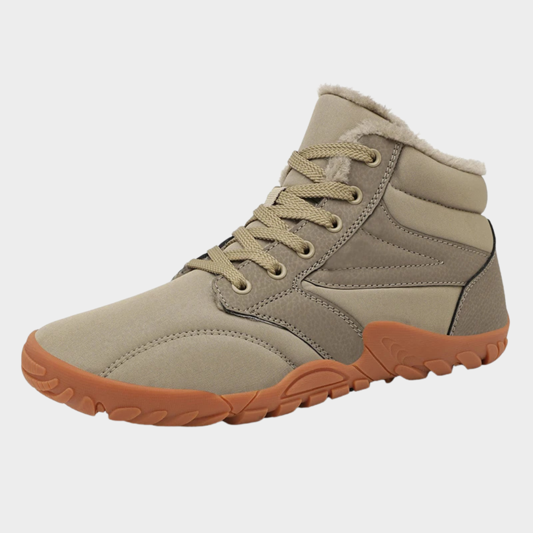 Winter Boots for Men – Non-Slip Snow Ankle Boots, Warm Fur Lining, Outdoor Lightweight Hiking Shoes, Khaki, Grey, Black