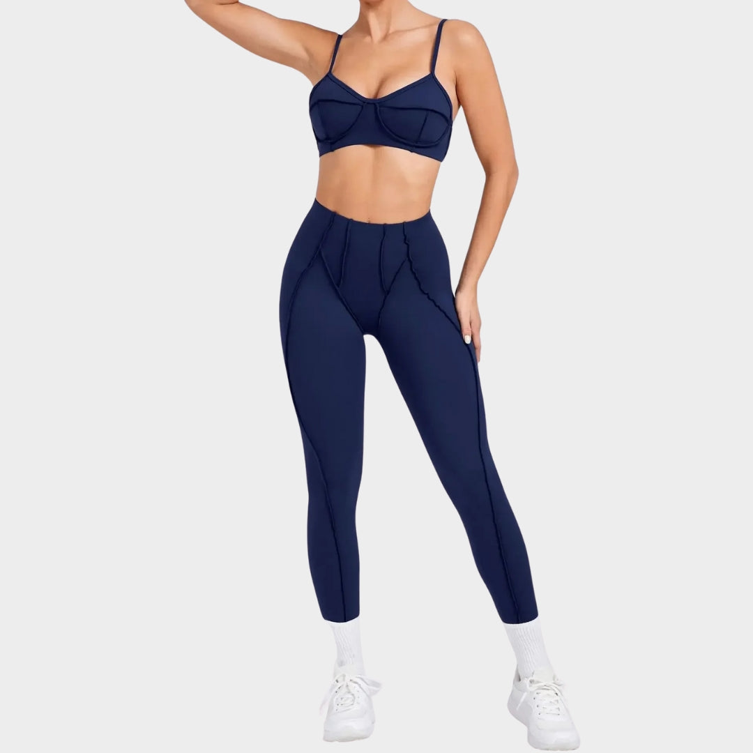 Women's Seamless Yoga Set - High-Waist Butt-Lifting Leggings & Backless Sports Bra - Stretch & Breathable Gym Outfit - Multiple Colours