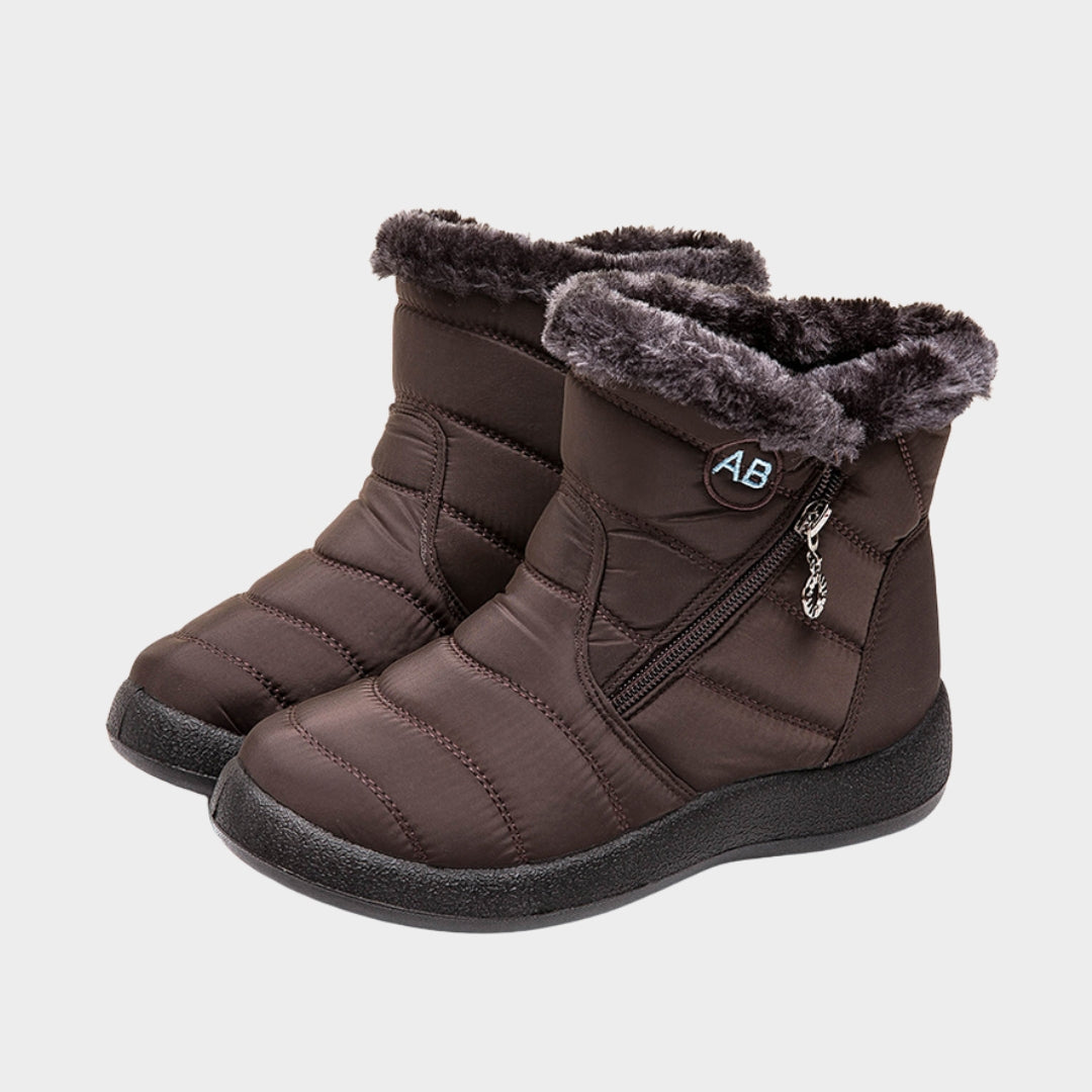 Women’s Waterproof Winter Boots - Soft Fur Lined, Comfortable Zipper Shoes, Grey, Black, Blue, Red, Brown