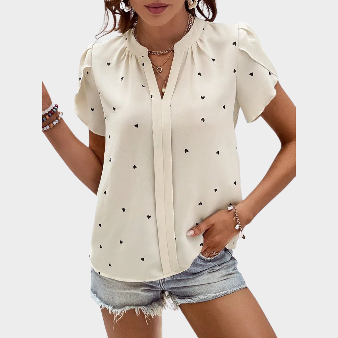 Women's V-Neck Blouse – Elegant Shirt – Stylish Button-Up – Lightweight Fabric – Multiple Colours
