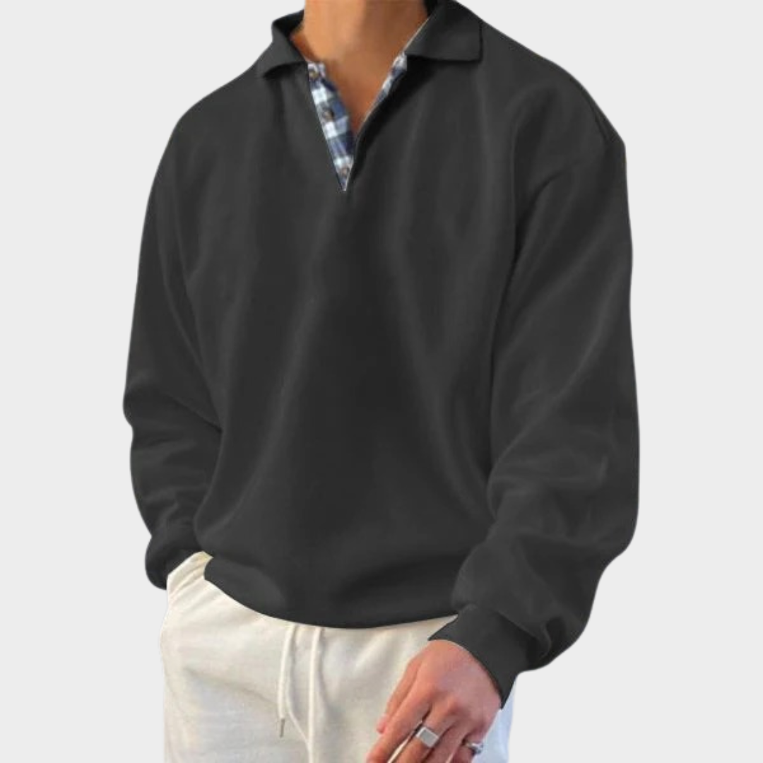 Men’s Plaid Pullover Sweatshirt – Long Sleeve Casual Fit – Soft Cotton Blend – Multiple Colours