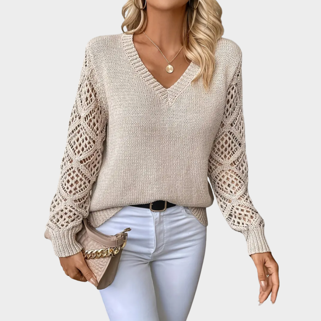 Women's Knit Sweater – V-Neck Pullover – Soft & Comfortable – Multiple Colours