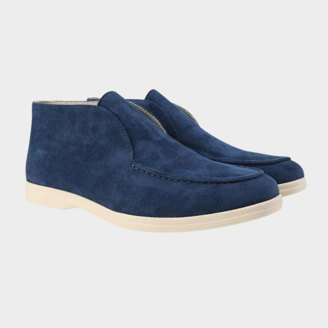 Old Money High Suede Loafers for Men – Classic Slip-On Shoes, Black, Mocha, Marine, Fog Blue