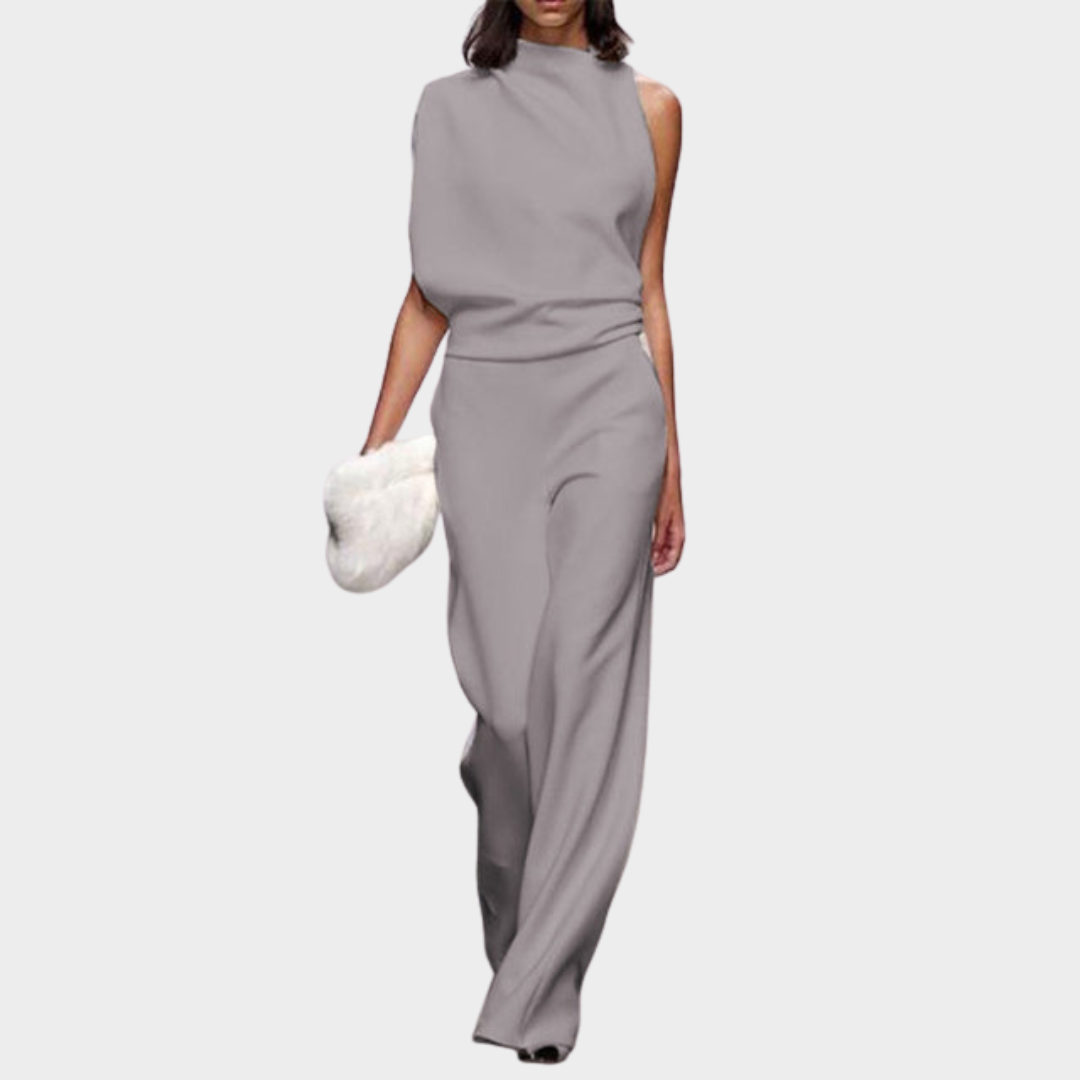 Women's Sleeveless Jumpsuit – Stand Collar – Elegant Backless Design – Multiple Colours