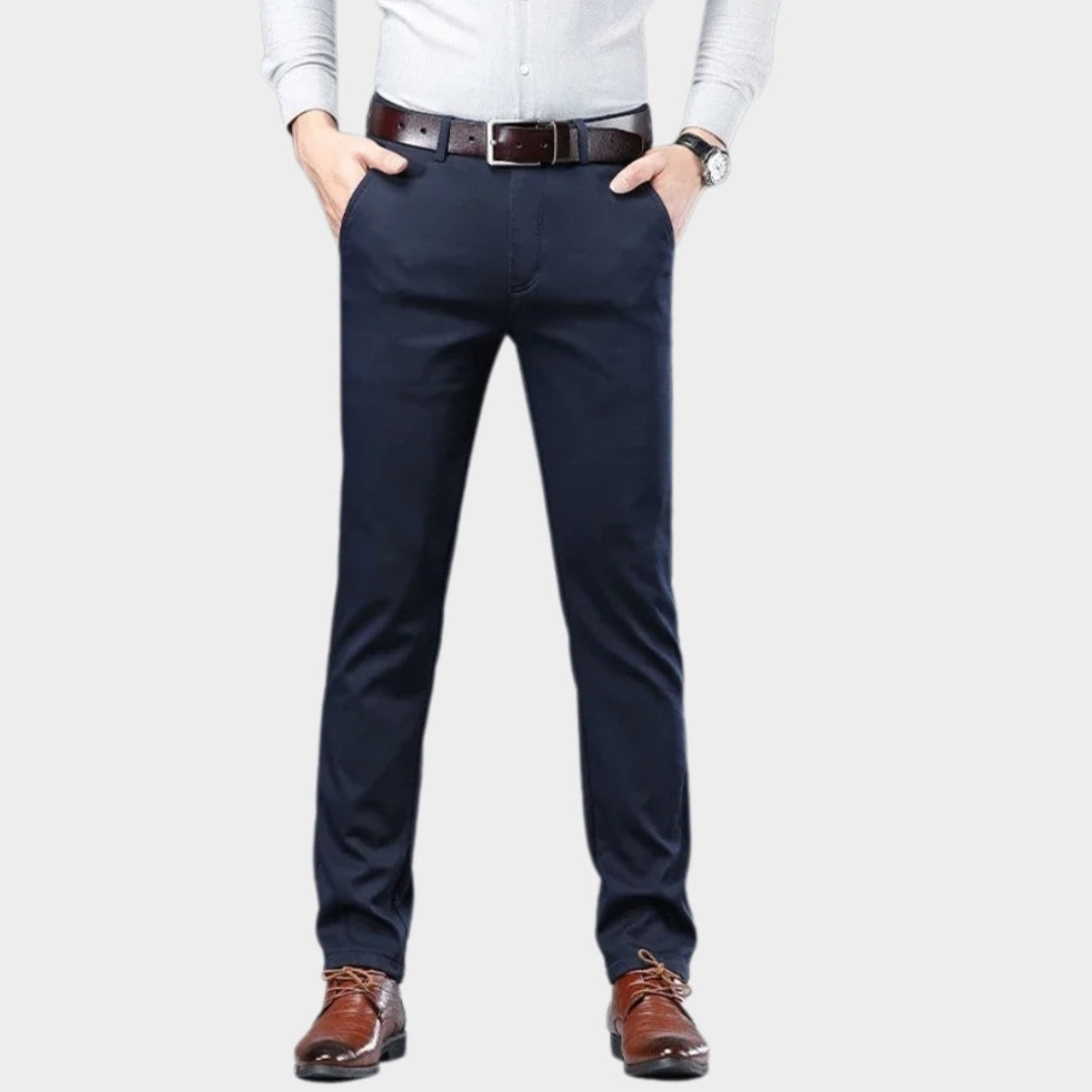 Men’s Winter Fleece-Lined Cotton Pants - Thicker Warm Business Casual Straight Elastic Trousers, Light Khaki, Dark Khaki, and More