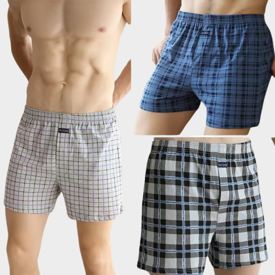 Men's High-Waist Cotton Boxer Shorts - Loose Fit - Breathable Pajama Pants - Soft & Comfortable - Multiple Colours