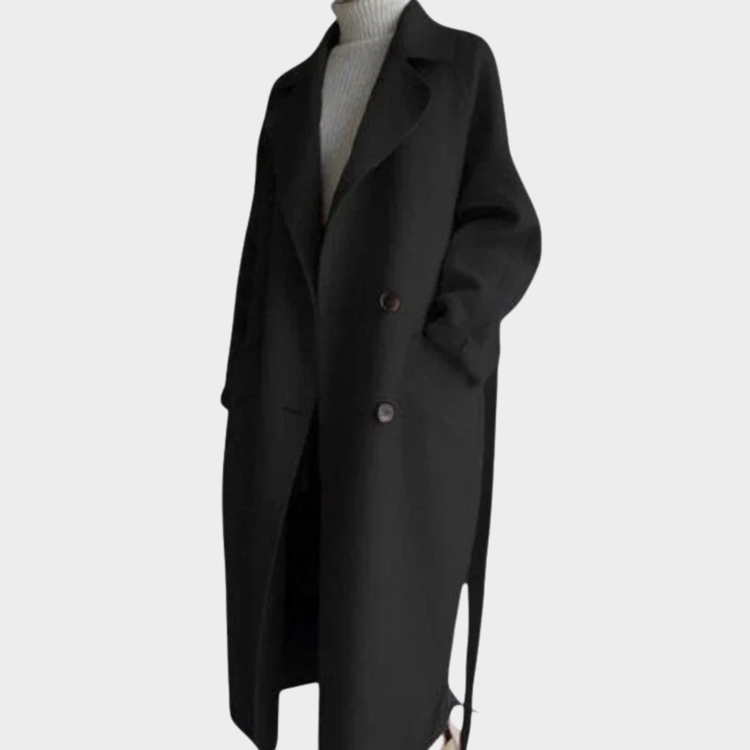 Women Wool Blend Long Coat – Elegant Loose Fit Maxi Overcoat with Lapel Collar – Timeless Outerwear – Multiple Colours
