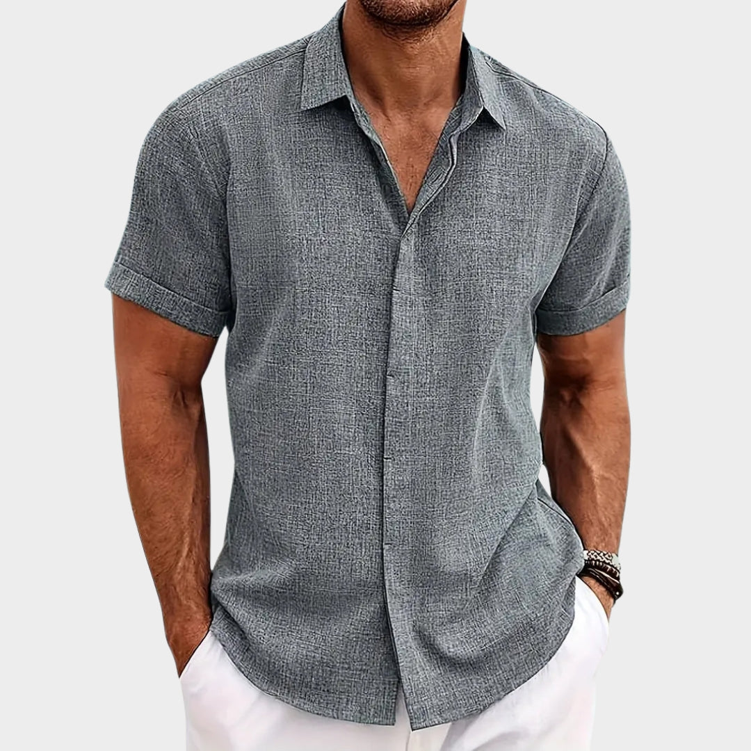 Men's Summer Short-Sleeve Shirt - Lapel Collar - Lightweight & Breathable - Casual Beachwear - Multiple Colours