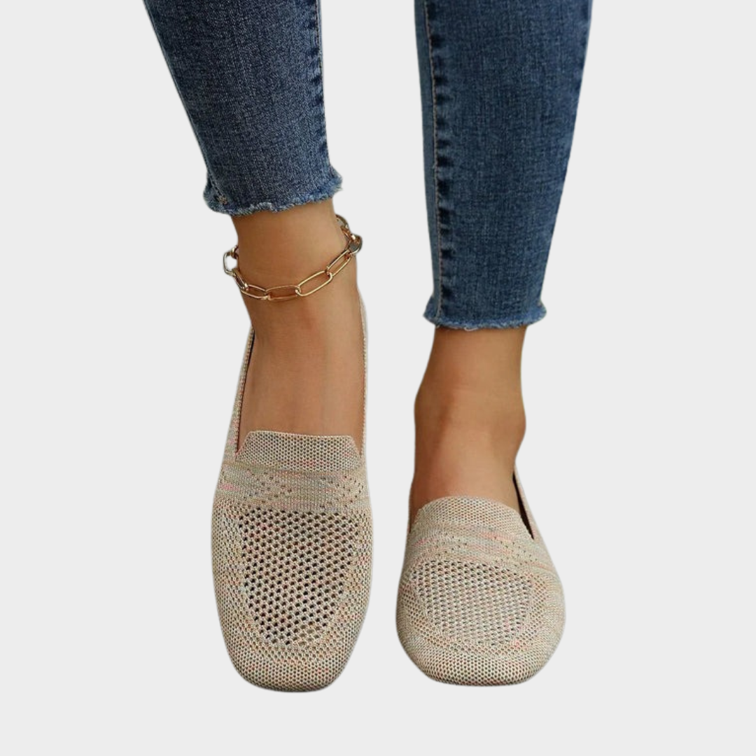 Women Casual Slip On Flats – Square Toe – Mesh Knit – Soft Bottom – Multiple Colours