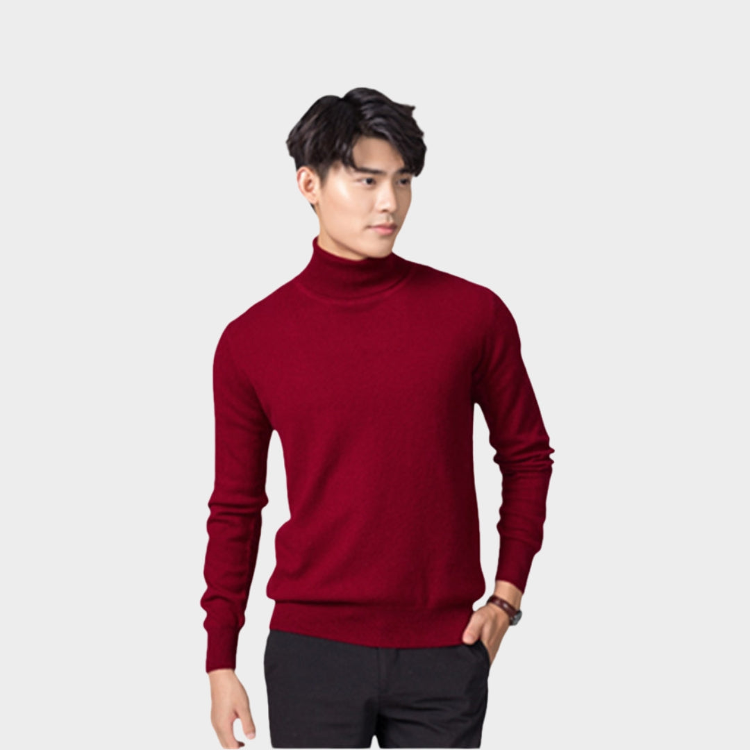 Men's Turtleneck Cashmere Cotton Blend Pullover Sweater – Fall/Winter, Yellow/Blue/Black/and More