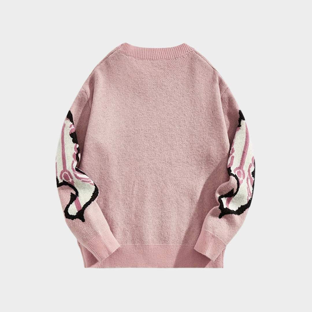 Women's Skull & Cross Print Sweater - Round Neck Casual Pullover, Multiple Colors