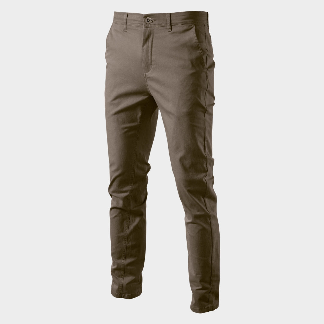 Men's Slim Fit Cotton Trousers - Stretch Fabric - Lightweight & Breathable - Business Casual - Multiple Colours
