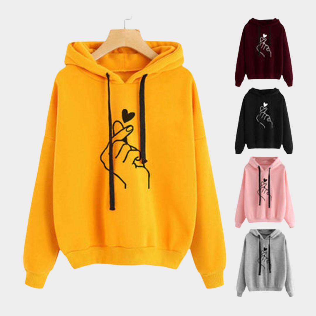 Women's Autumn Fleece Hoodie - Solid Color Korean Fashion Sweatshirt with Drawstring & Pockets (Yellow, Grey, and More)