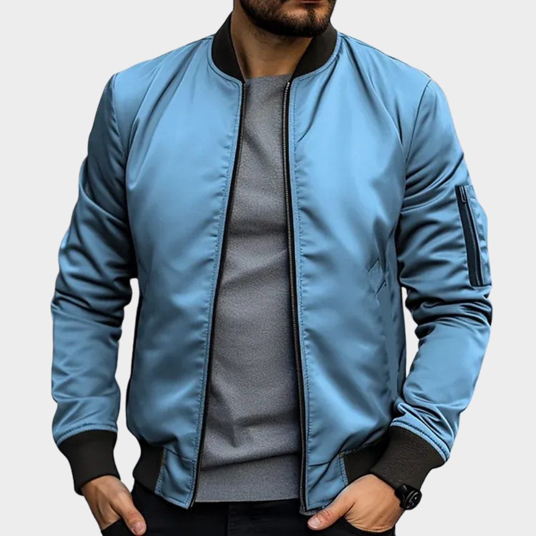 Men’s Regular Fit Bomber Jacket – Lightweight Breathable Fabric – Ribbed Trim Detailing – Multiple Colours