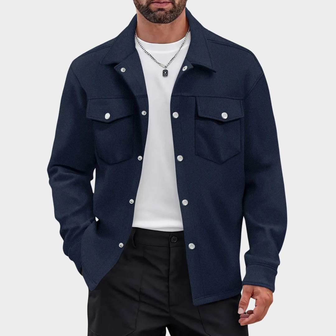 Men’s Business Casual Solid Jacket – Long Sleeve Loose Fit Outerwear – Multiple Colours