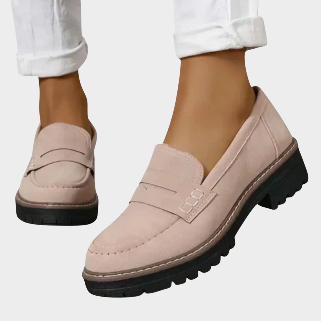 Women Loafers – Sophisticated Chunky Sole Slip On Shoes – Classic Comfortable Fit with Contrast Stitching – Versatile Smart Casual Footwear – Multiple Colours