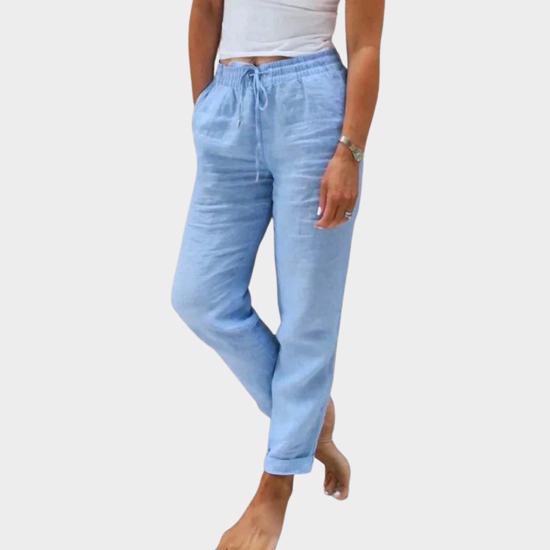 Women's Linen Trousers – Lightweight & Breathable – Relaxed Fit – Comfortable & Stylish – Multiple Colours