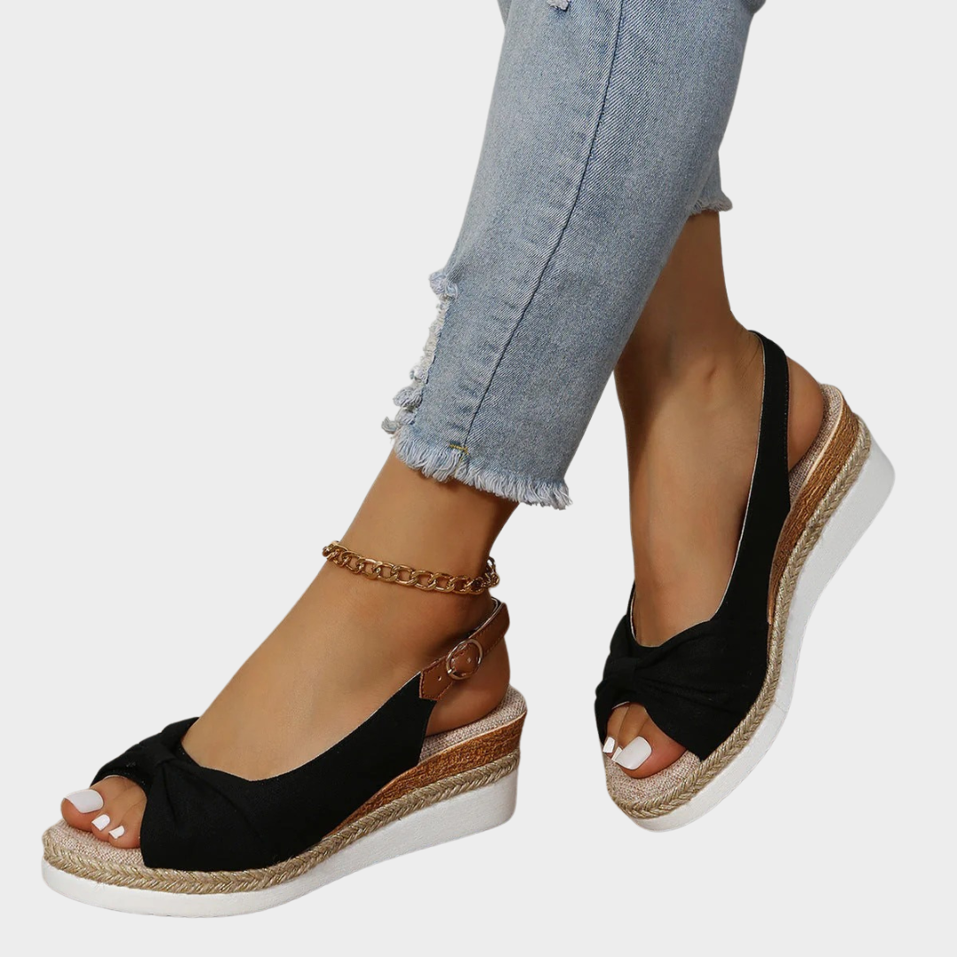 Women’s Wedge Platform Sandals – Open Toe Casual Faux Leather Upper – Soft Cushioned Sole – Multiple Colours