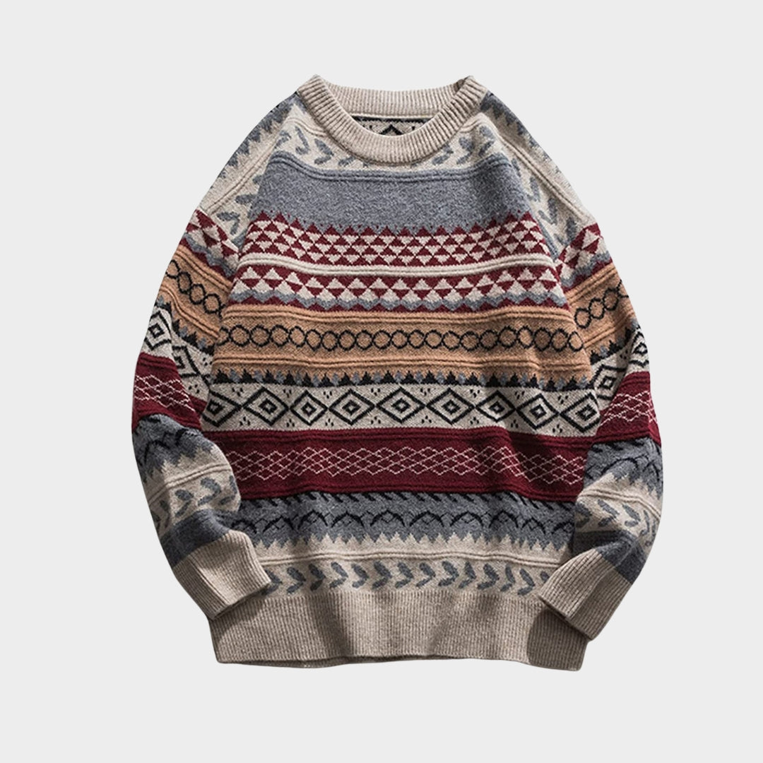 Women’s Vintage Striped Loose Sweater - Korean Style, Retro Knitted Pullover, Winter Casual, Grey, Coffee, and More