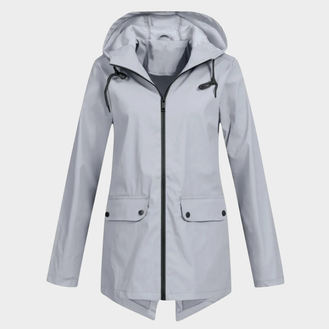 Women Waterproof Hooded Jacket – Lightweight Windproof Outdoor Raincoat – Solid Colour Hiking Outerwear – Multiple Colours
