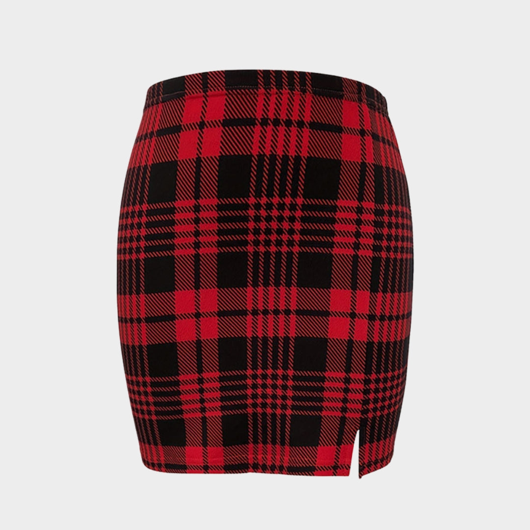 Women's High-Waist Plaid Mini Skirt - Pencil Fit Short Skirt - Multiple Colours