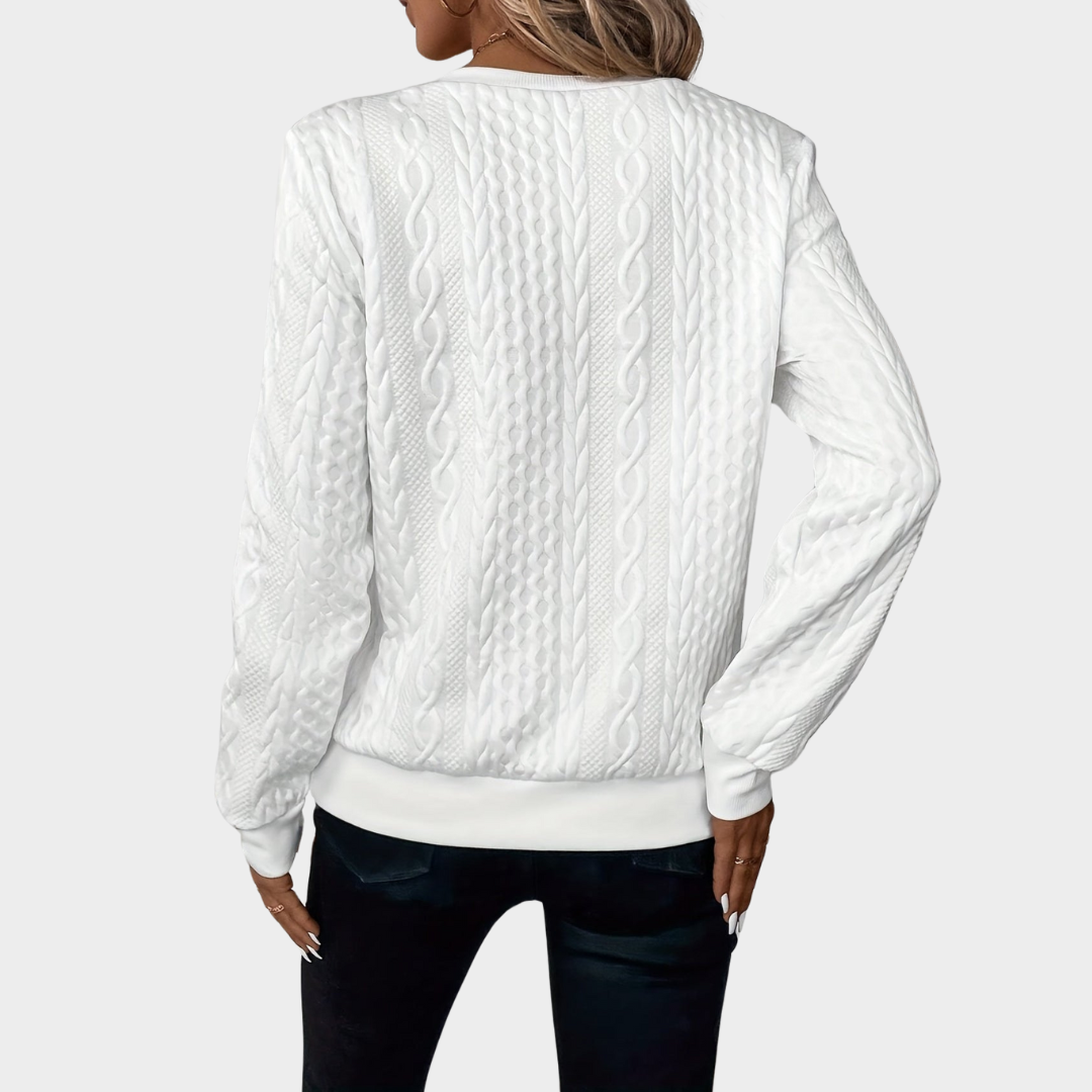 Women's Textured Zip Sweatshirt – Long Sleeve – Casual Loose Fit – Multiple Colours