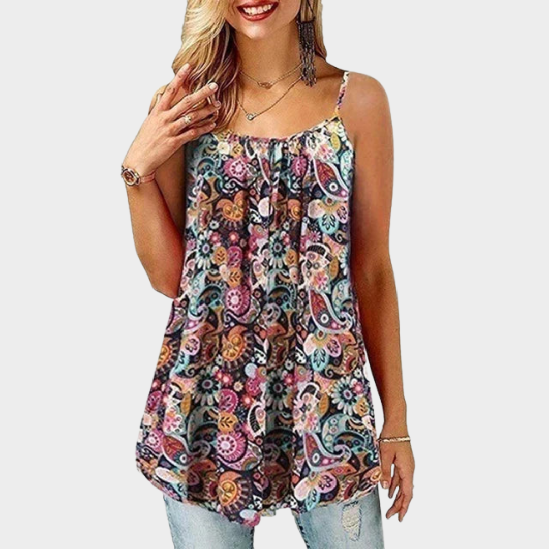 Women’s Floral Print Tank Top – Sleeveless Casual Camisole – Relaxed Fit Lightweight Streetwear Vest – Multiple Colours