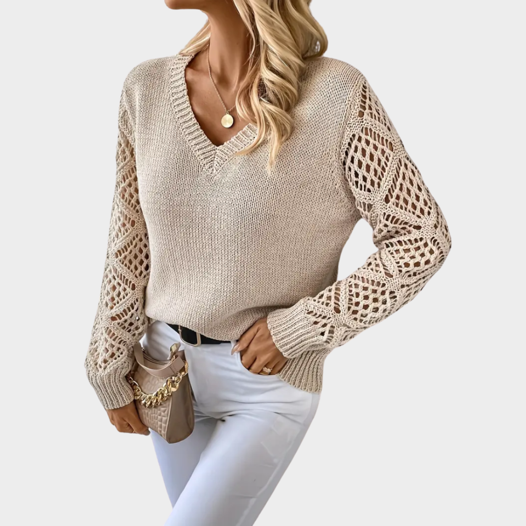 Women's Knit Sweater – V-Neck Pullover – Soft & Comfortable – Multiple Colours