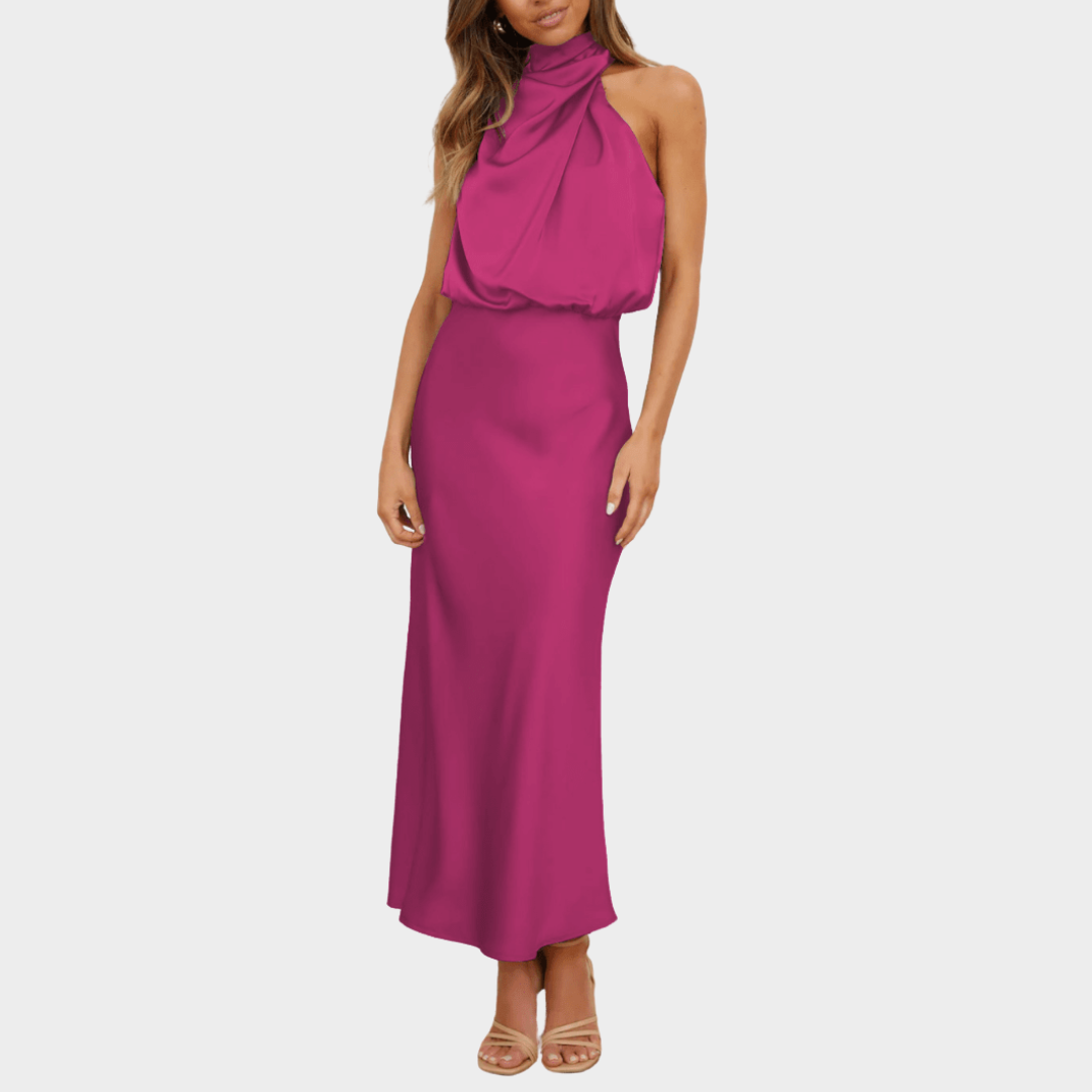 Women's Sleeveless Satin Dress – High-End Silk Feel – Elegant Socialite Style – Lightweight Evening Gown – Multiple Colours