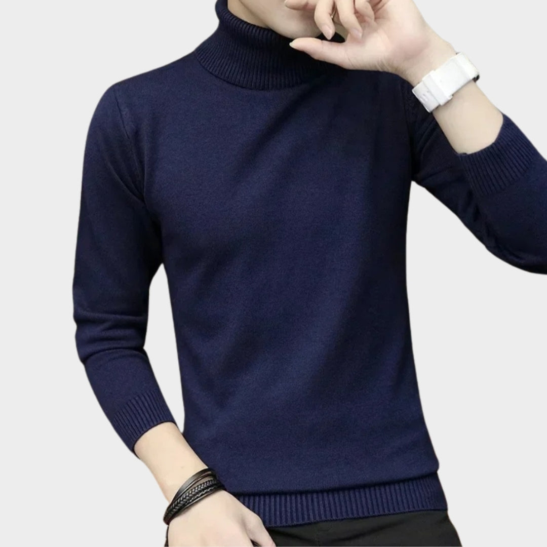 Men's Cashmere Knitted Sweater – Half Turtleneck Slim Fit - Multiple colours