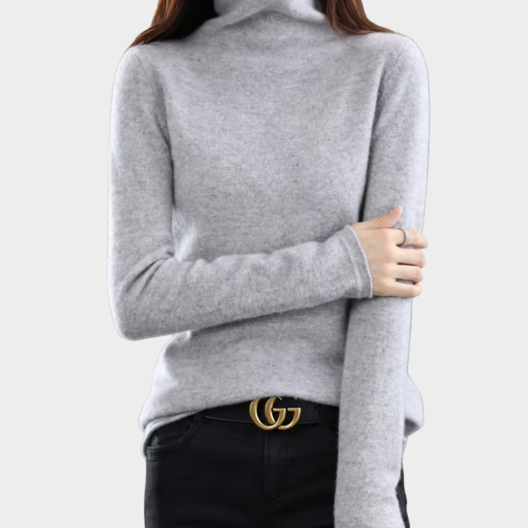 Women High Collar Knitted Top – Wool Blend Loose Fit Base Shirt – Casual Comfortable Design – Multiple Colours