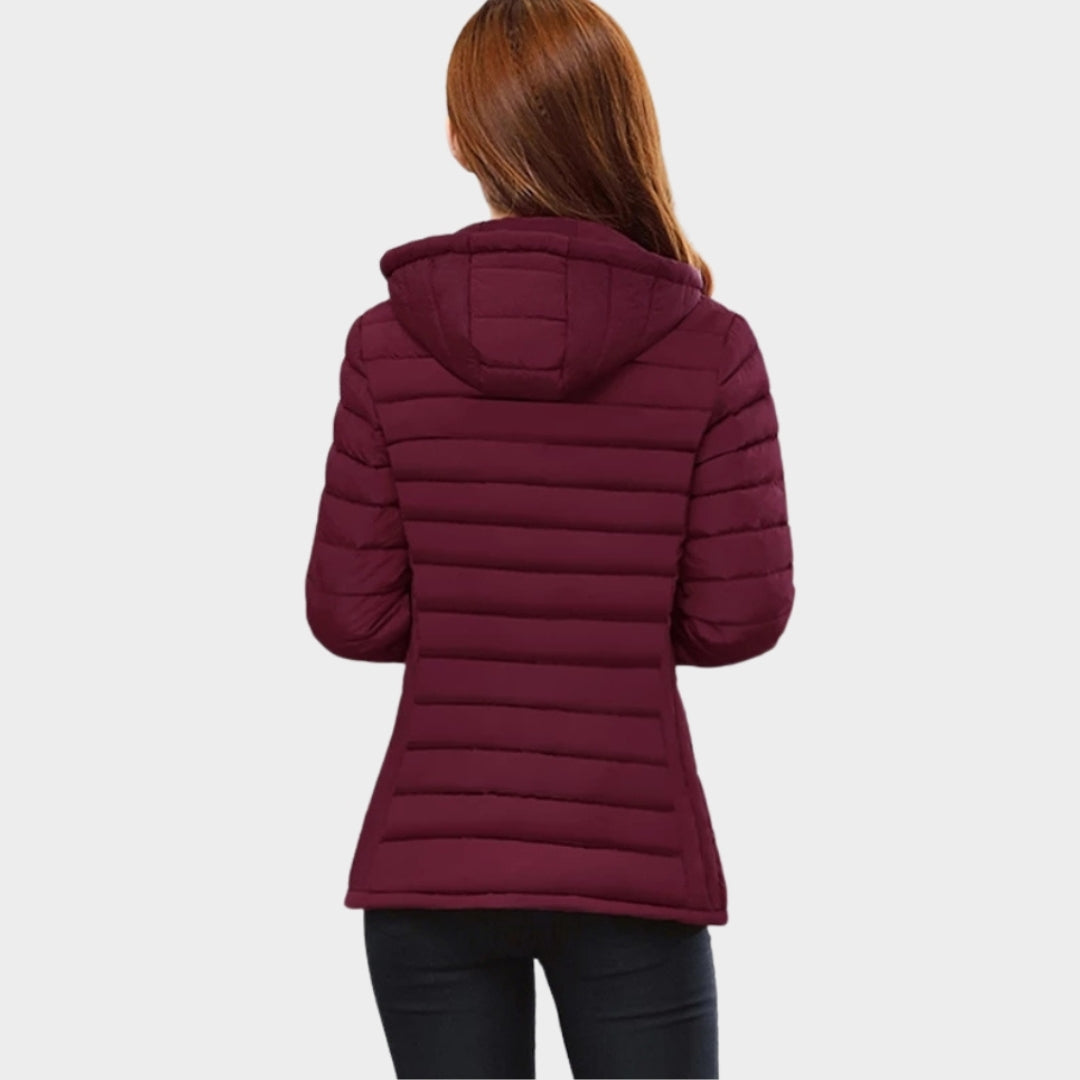 Women’s Winter Stand-Collar Coat – Fashion Warm Parka Jacket (Red, Black, Casual Style)