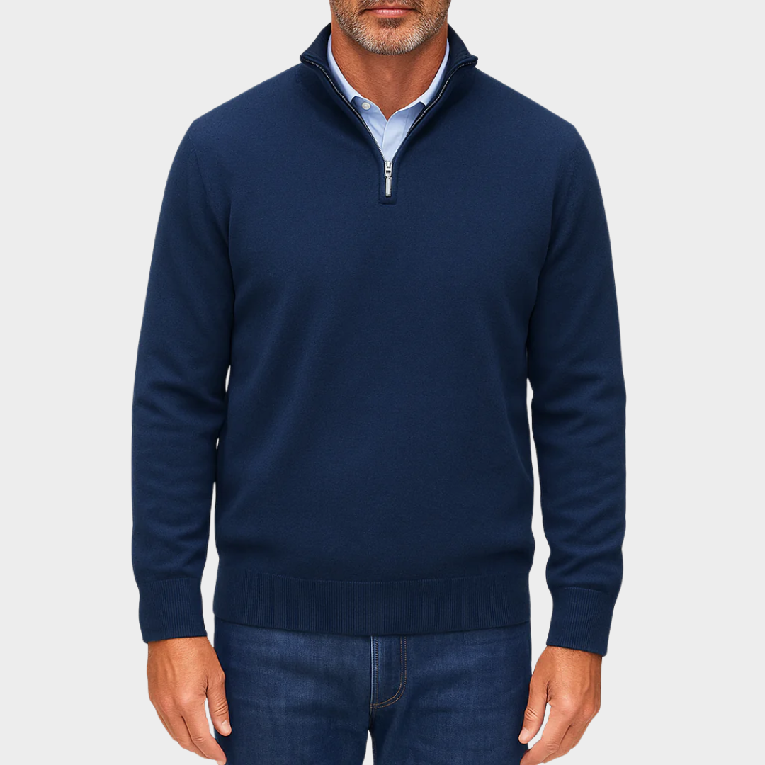 Men Classic Quarter Zip Lightweight Knit Sweater – Slim Fit Breathable Pullover – Soft Knit Texture – Multiple Colours