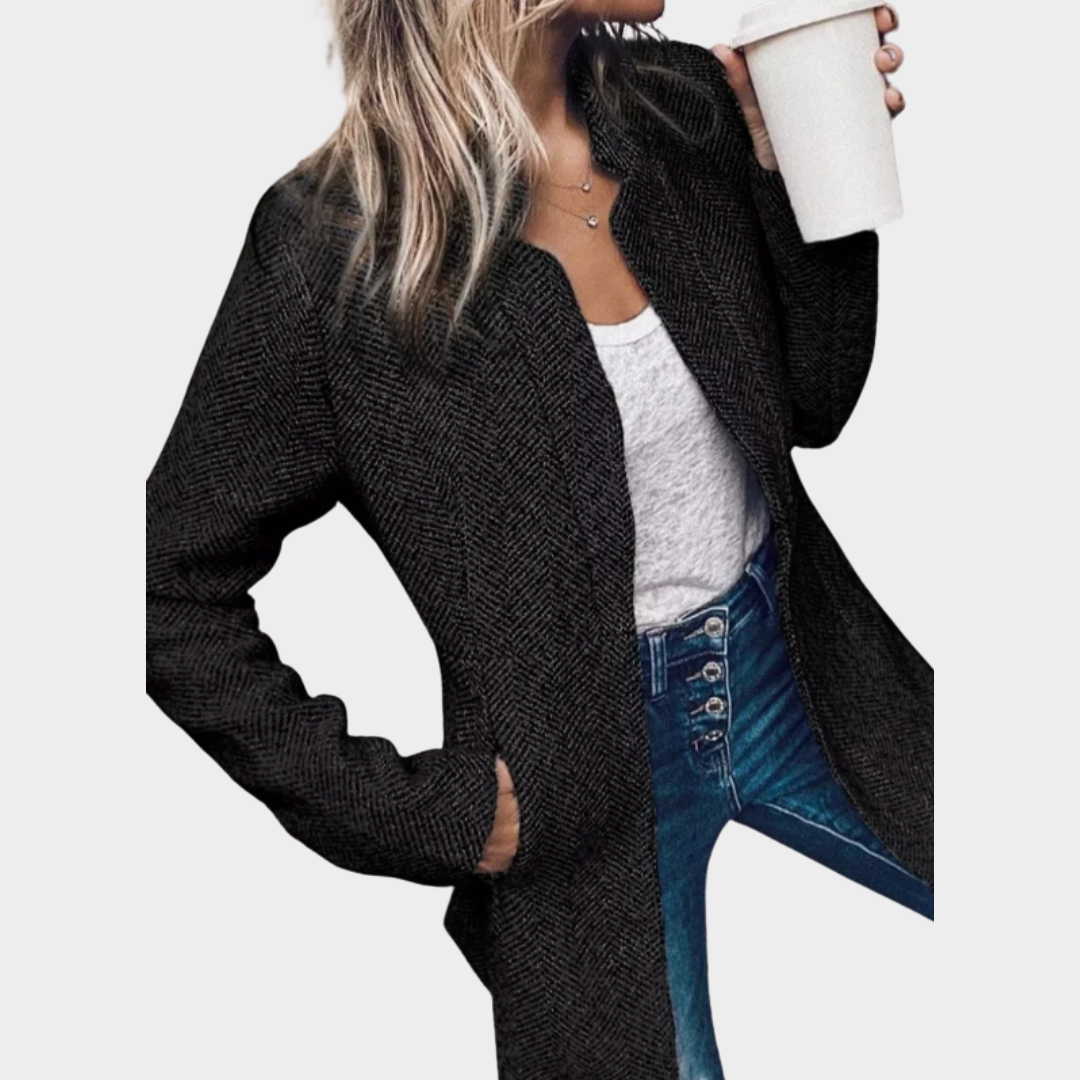 Women's Open Front Blazer – Slim Fit – Long Sleeve – Elegant & Stylish – Soft Marled Fabric – Multiple Colours