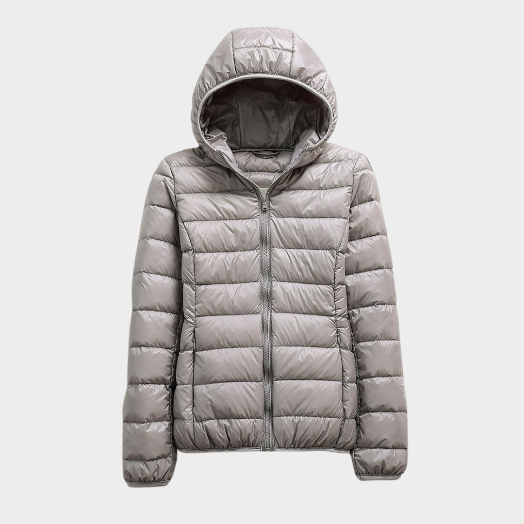 Women Hooded Puffer Jacket – Ultralight Packable Down Coat – 90 Percent White Duck Down Warm Insulated Outerwear – Multiple Colours