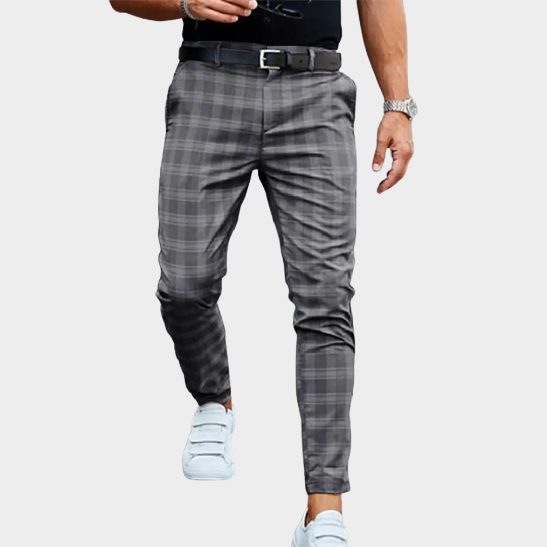 Men’s Straight Fit Trousers – Checkered Pattern – Loose Business Casual Style – Comfortable Material – Multiple Colours