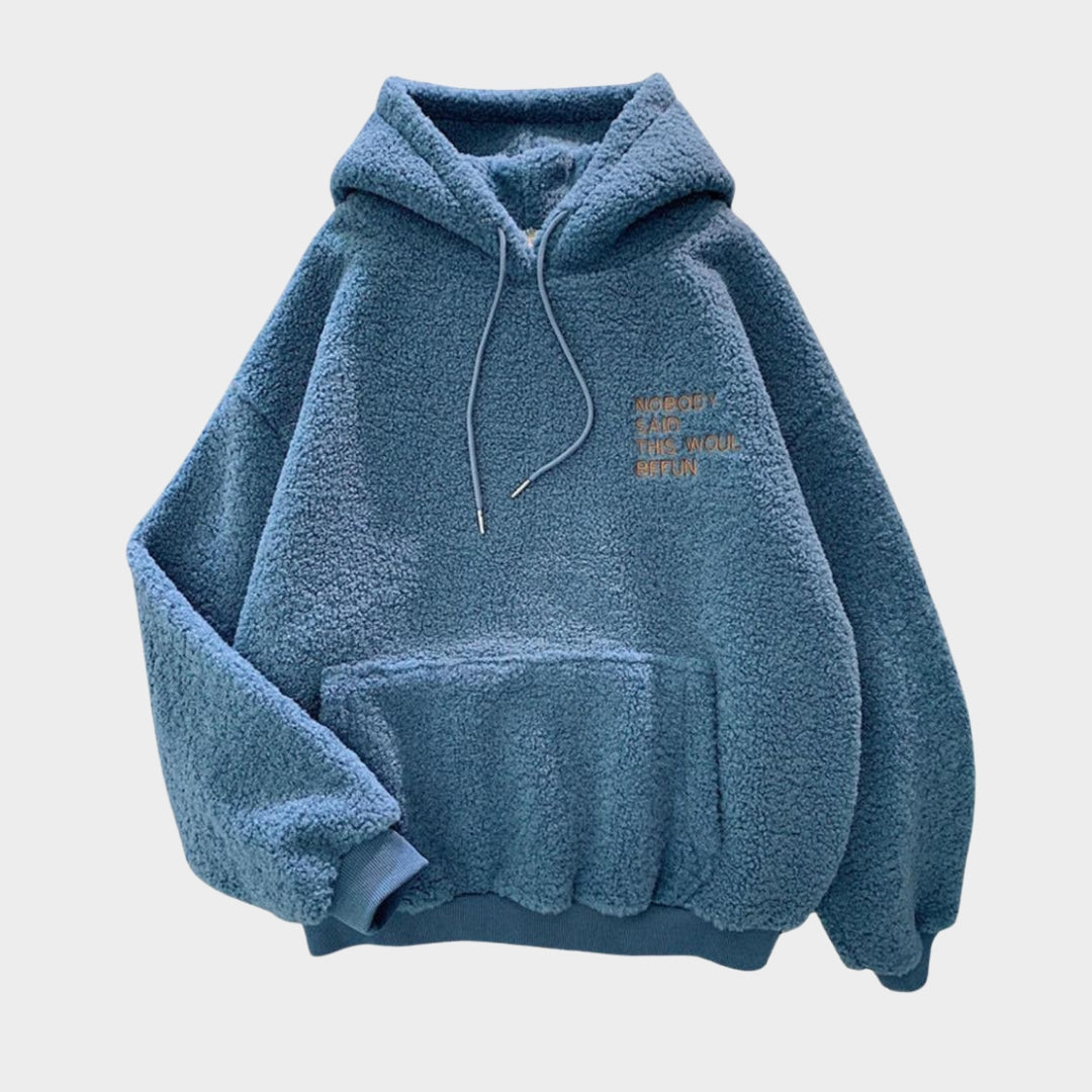Women's Hooded Sweatshirt - Loose Harajuku Fleece Sweater with Pockets (Apricot, Blue, Pink)