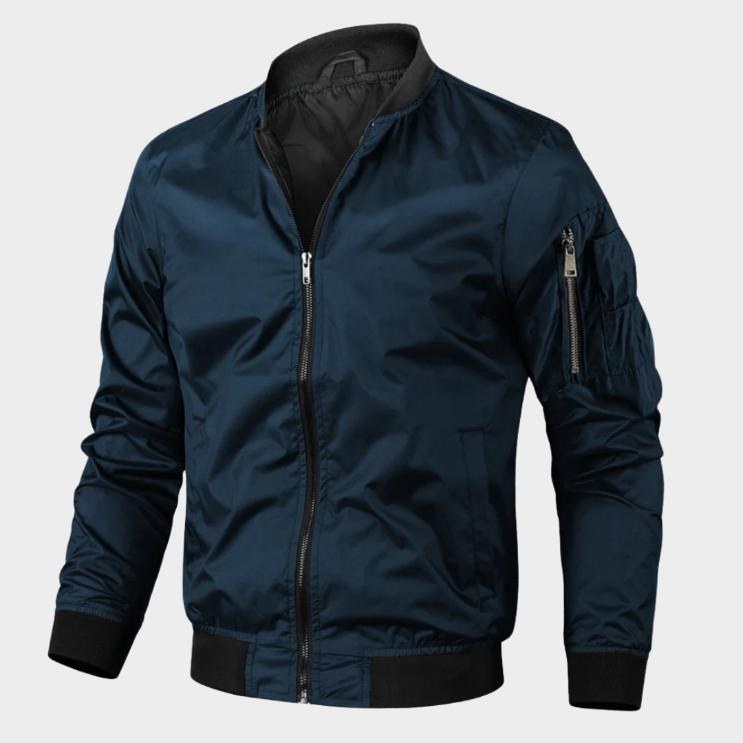 Men's Bomber Jacket – Classic Zip-Up – Ribbed Cuffs – Casual Lightweight Outerwear – Multiple Colours