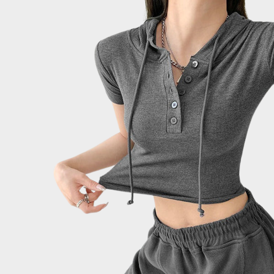 Women's Crop Top – Hooded Button-Up – Casual Sporty Fit – Lightweight & Comfortable – Multiple Colours