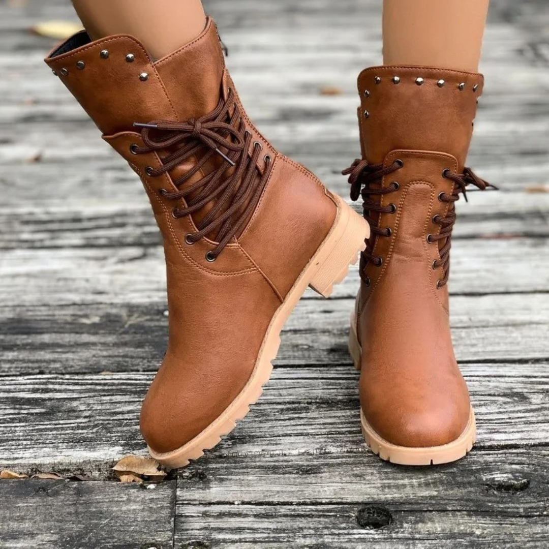 Women Western Cowboy Boots – High Heel Knee Length Retro Leather Knight Style Riding Boots – Multiple Colours