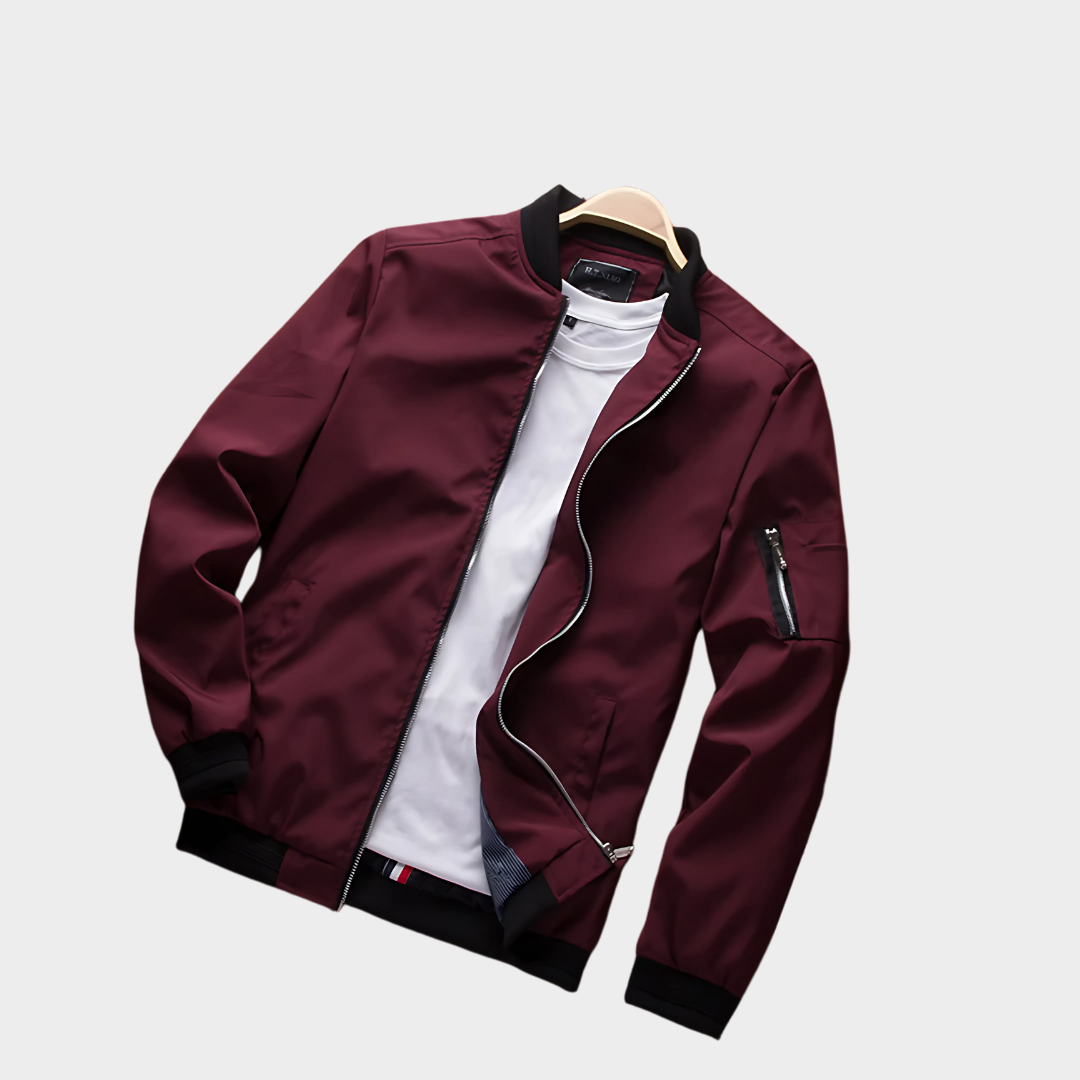 Men’s Bomber Jacket – Slim Fit – Lightweight Windbreaker – Zip Closure – Multiple Colours