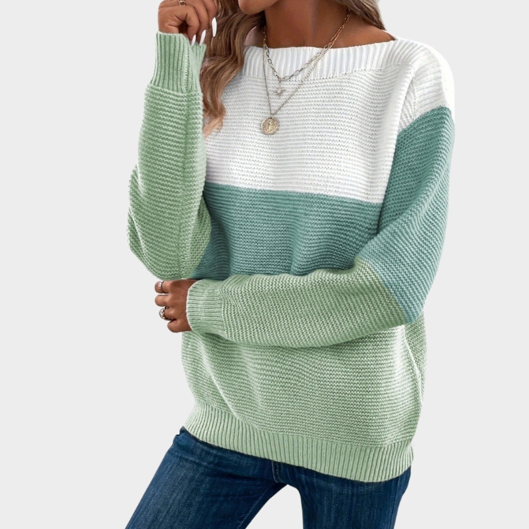 Elegant Patchwork Women’s Sweater - Loose Fit, Knitted Autumn Winter Tops, Gold, Black, and More