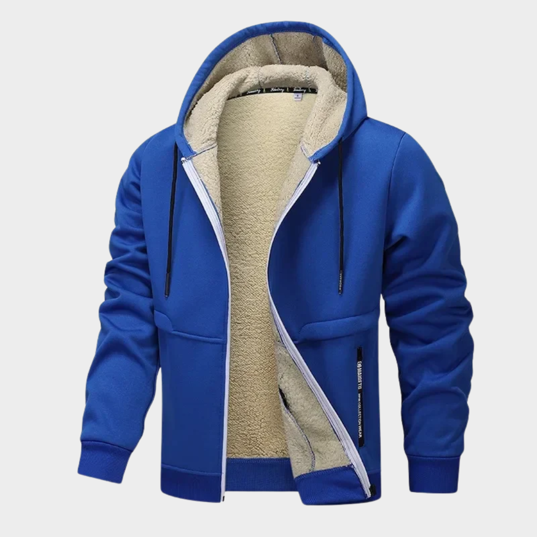 Men’s Hooded Windbreaker Jacket – Fleece Lined Casual Outdoor Zipper Coat – Multiple Colours
