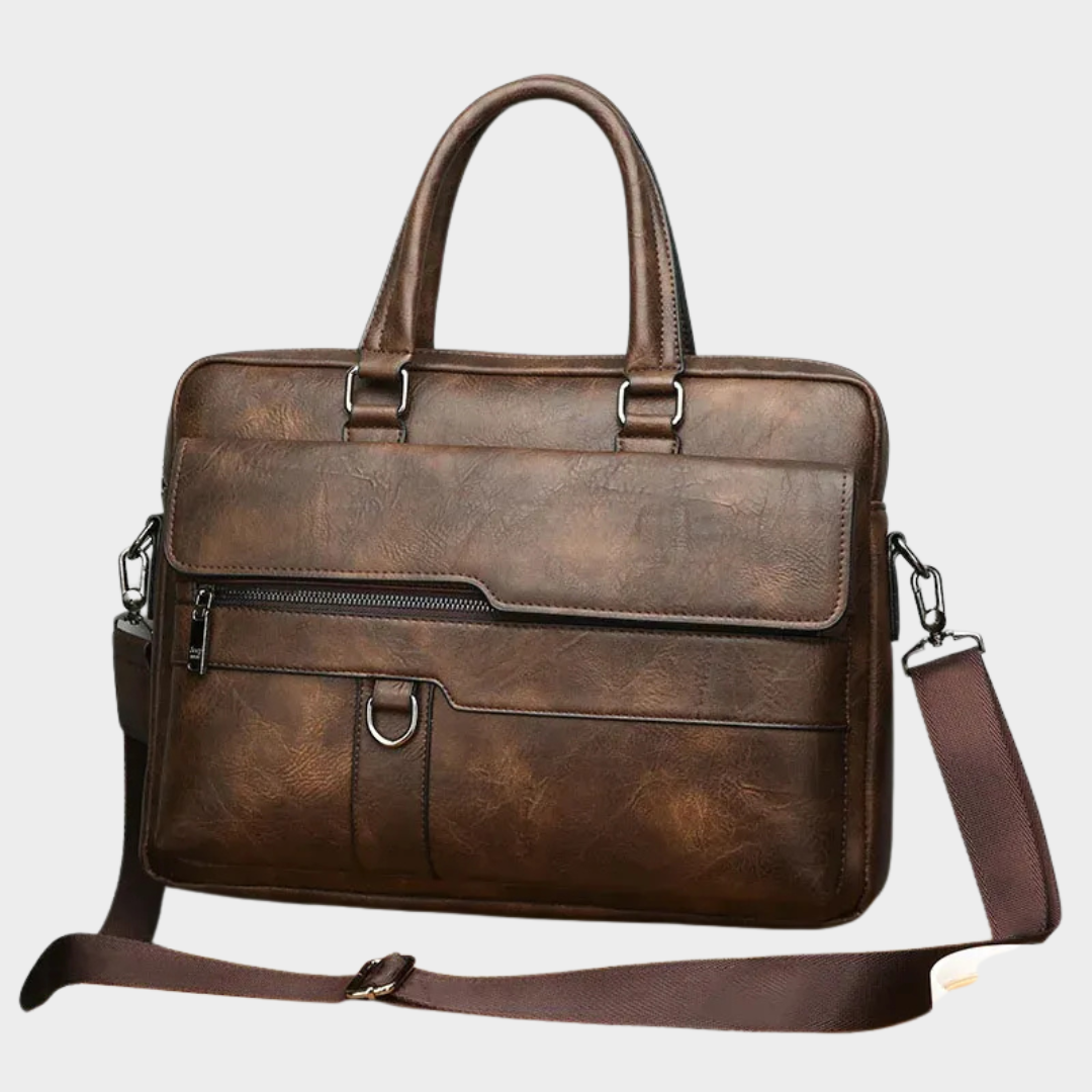 Men's Leather Business Briefcase – Laptop and A4 Document Messenger Bag with Shoulder Strap – Multiple Colours