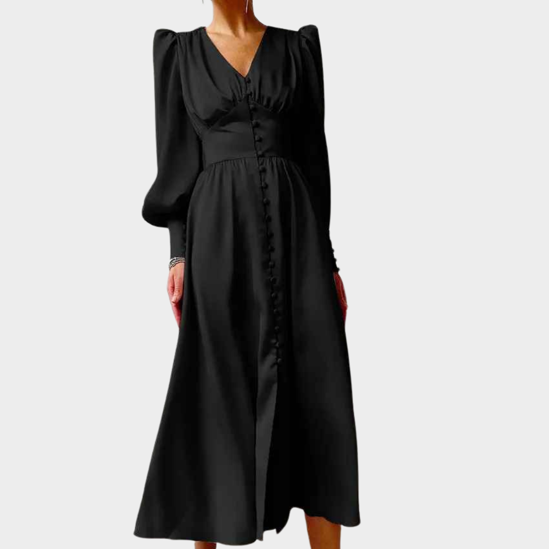 Women's Long Satin Dress - V-Neck Waist-Tie - Elegant Retro Style - Soft Silky Fabric - Multiple Colours