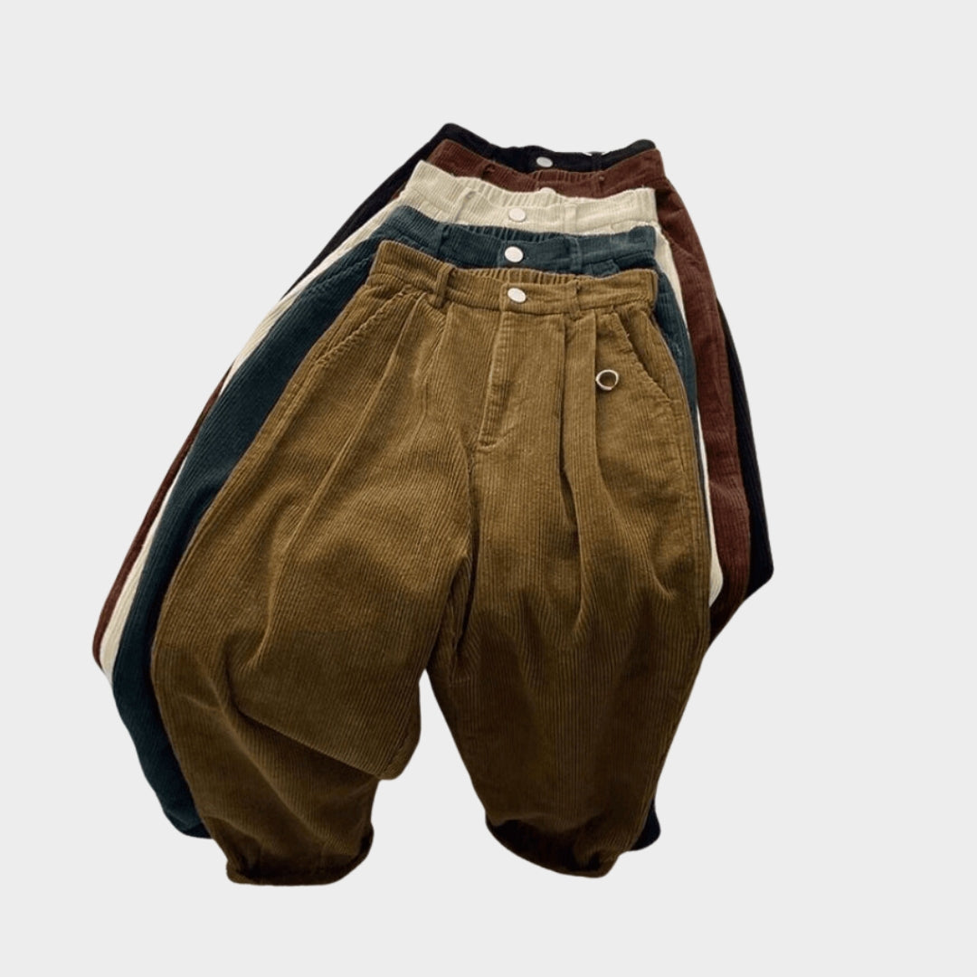 Women High Waist Corduroy Pants – Retro Baggy Thick Warm Trousers – Multiple Colours