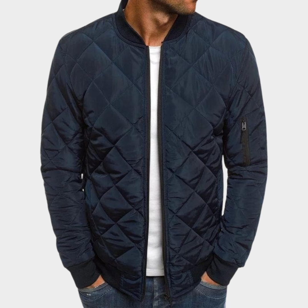 Men's Loose Fit Cotton Jacket – Solid Colour Coat with Argyll Padded Design – Warm Comfortable Outerwear – Multiple Colours